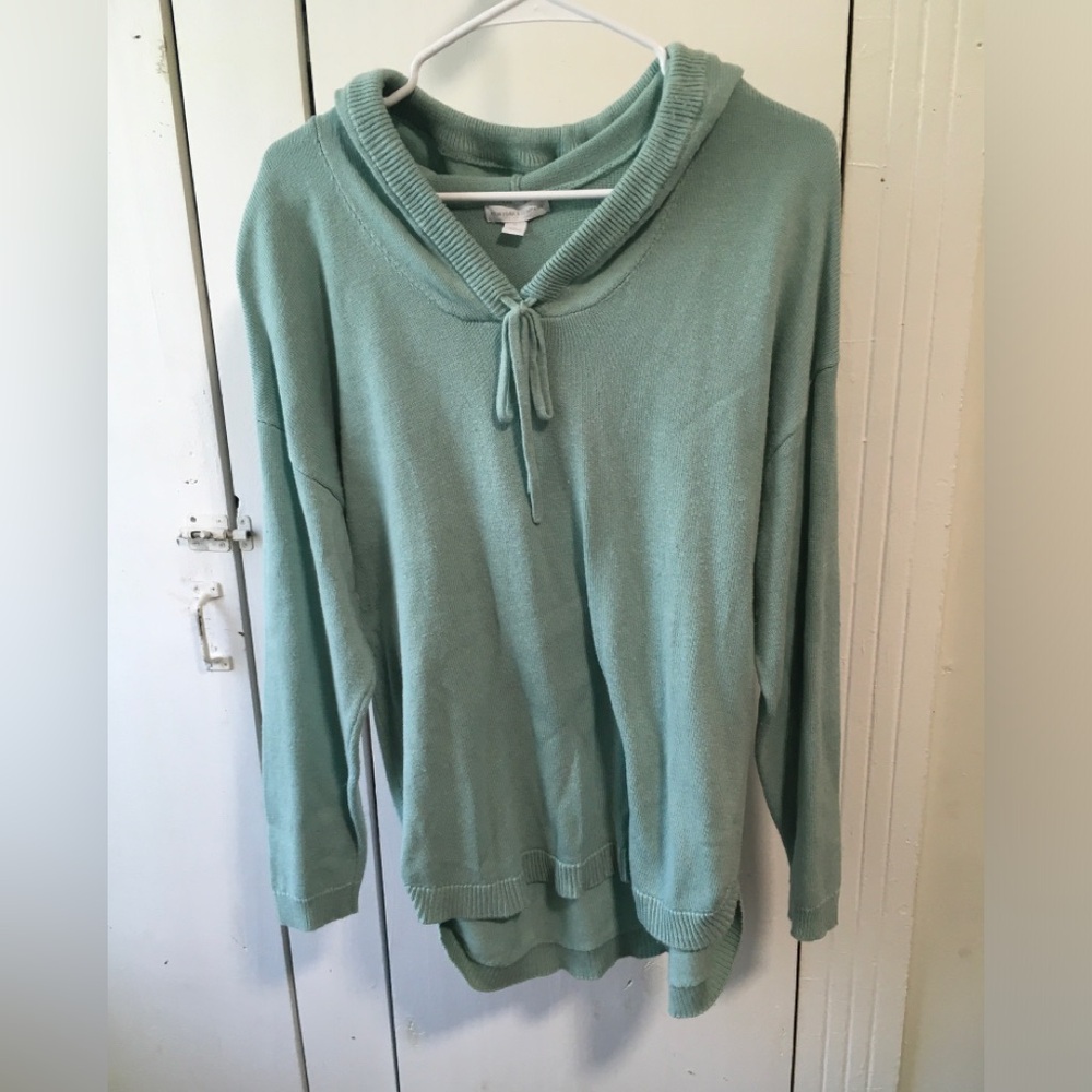 New York & Company Light Green Knit Hoodie
